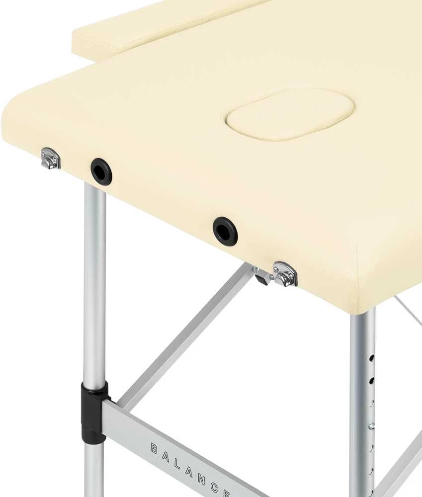 Activeshop Sulankstomas aliuminis masažo stalas Balance 2 segmentų kreminės spalvos