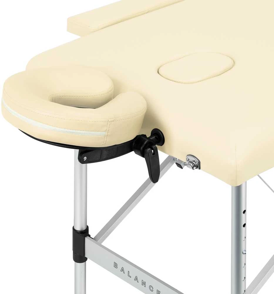 Activeshop Sulankstomas aliuminis masažo stalas Balance 2 segmentų kreminės spalvos