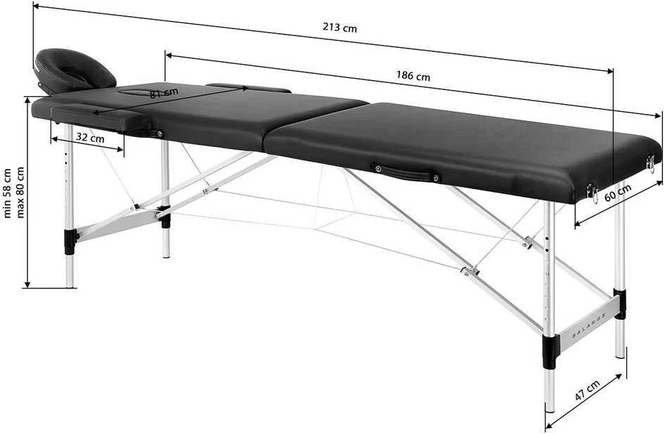Activeshop Sulankstomas aliuminis masažo stalas Balance 2 segmentų juodas 2547