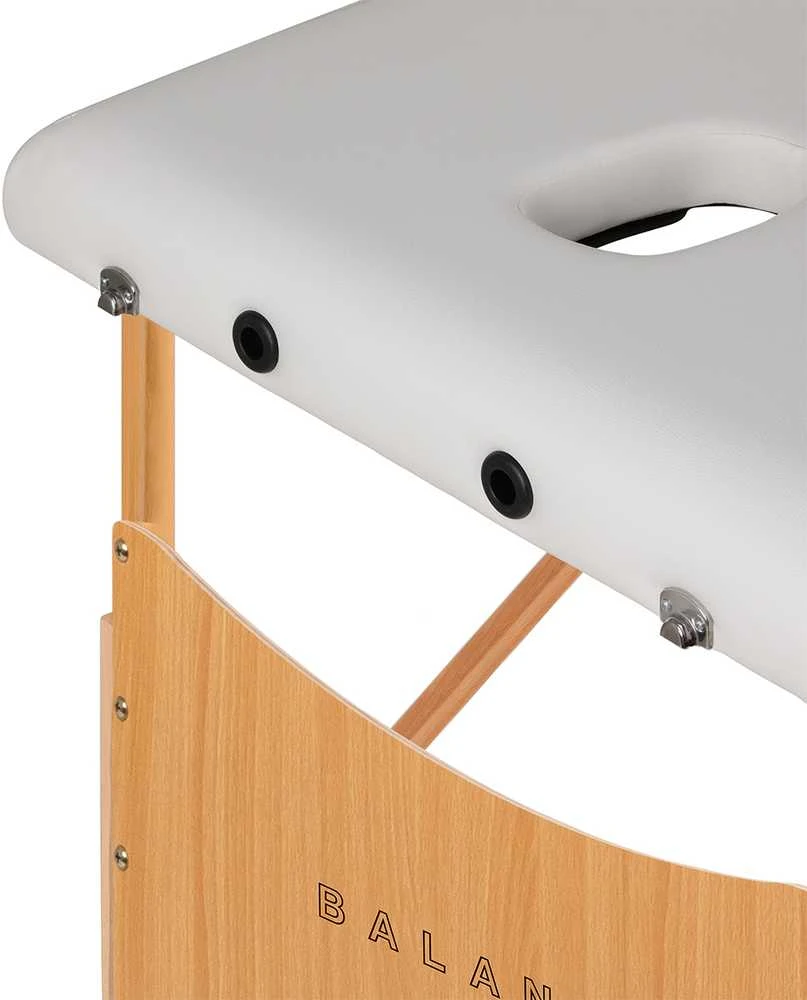 Activeshop Sulankstomas medinis masažo stalas Balance Lux 3 segmentų 190×70 cm baltas