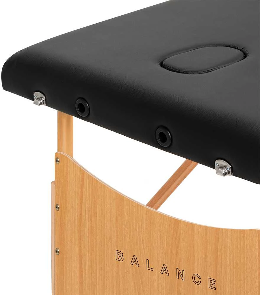 Activeshop Sulankstomas medinis masažo stalas Balance Lux 3 segmentų 190×70 cm juodas