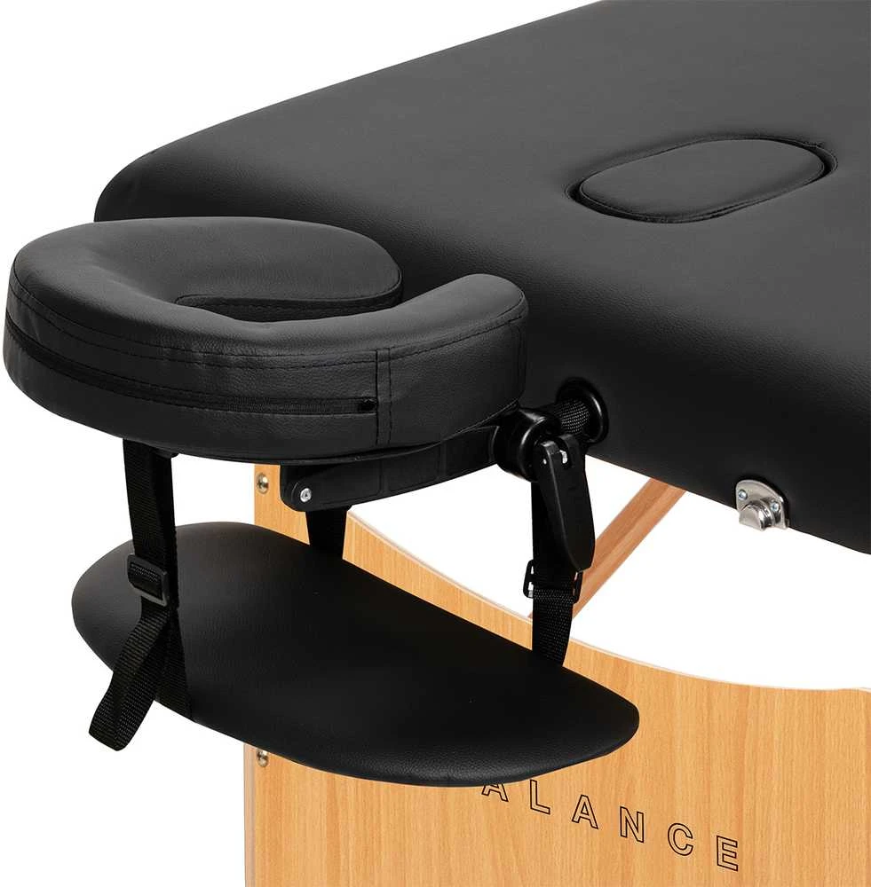 Activeshop Sulankstomas medinis masažo stalas Balance Lux 2 segmentų 190×70 cm juodas