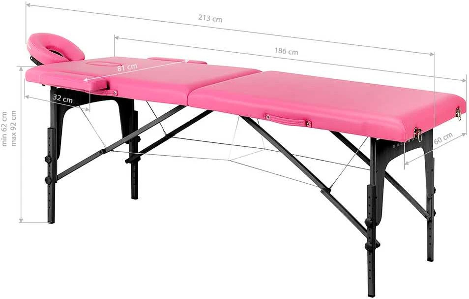 Activeshop Medinis masažo stalas BALANCE 2 dalių rožinis juodas