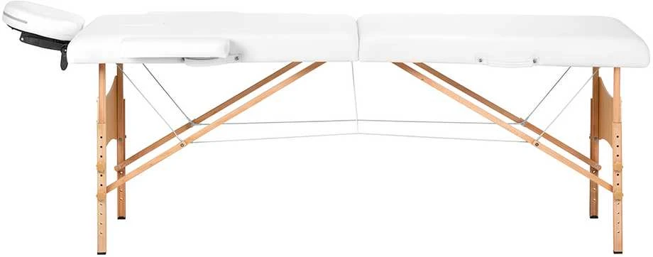 Activeshop Sulankstomas medinis masažo stalas Balance Lux 2 segmentų 190×70 cm baltas