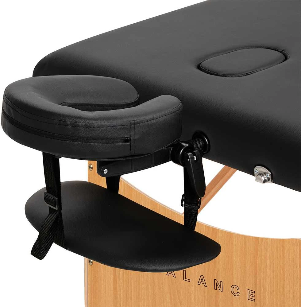 Activeshop Sulankstomas medinis masažo stalas Balance Lux 3 segmentų 190×70 cm juodas