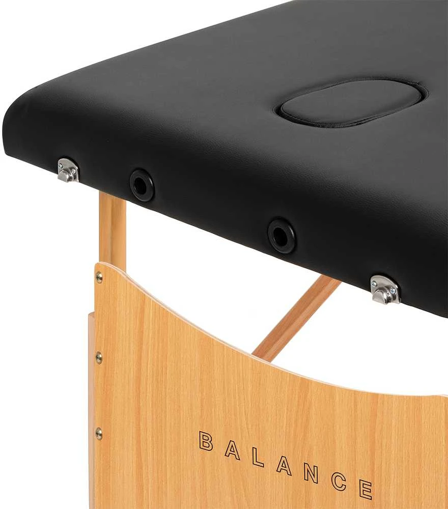 Activeshop Sulankstomas medinis masažo stalas Balance Lux 2 segmentų 190×70 cm juodas