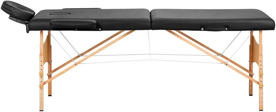Activeshop Sulankstomas medinis masažo stalas Balance Lux 2 segmentų 190×70 cm juodas