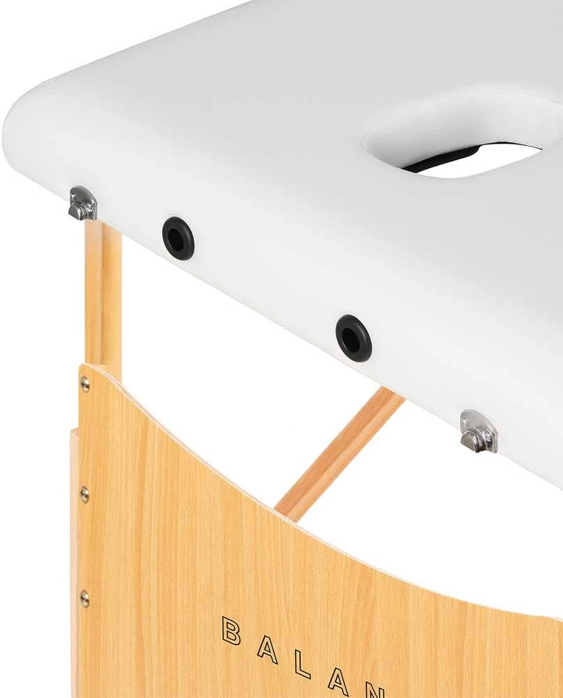 Activeshop Sulankstomas medinis masažo stalas Balance Lux 2 segmentų 190×70 cm baltas