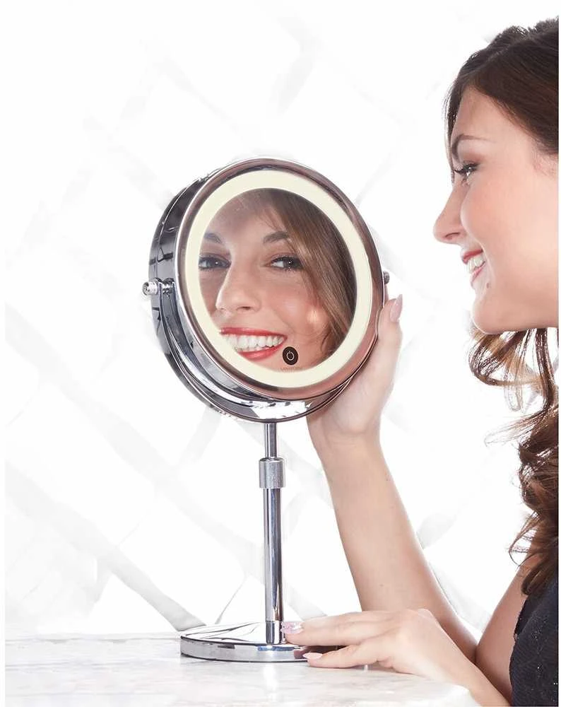 Vaizdą didinantis dvipusis veidrodis (X1/X10) su LED apšvietimu Lanaform Stand Mirror X10