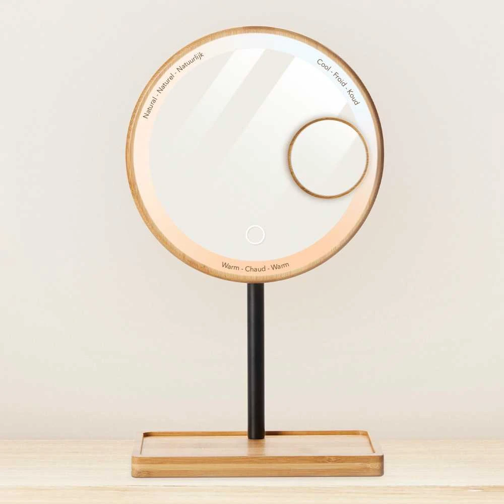 Vaizdą didinantis veidrodis (X1/X3) su LED apšvietimu Lanaform Bamboo Mirror
