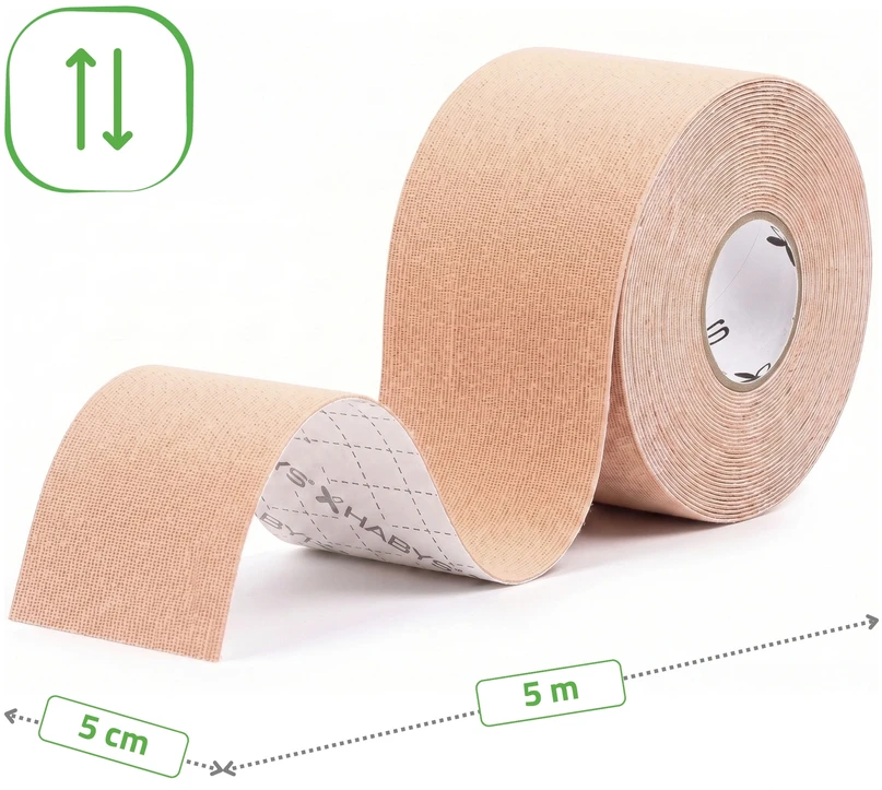 Veido ir kaklo kinezio juosta (kineziologinis teipas) Habys Face Elastic 5 cm × 5 m, smėlio spalva