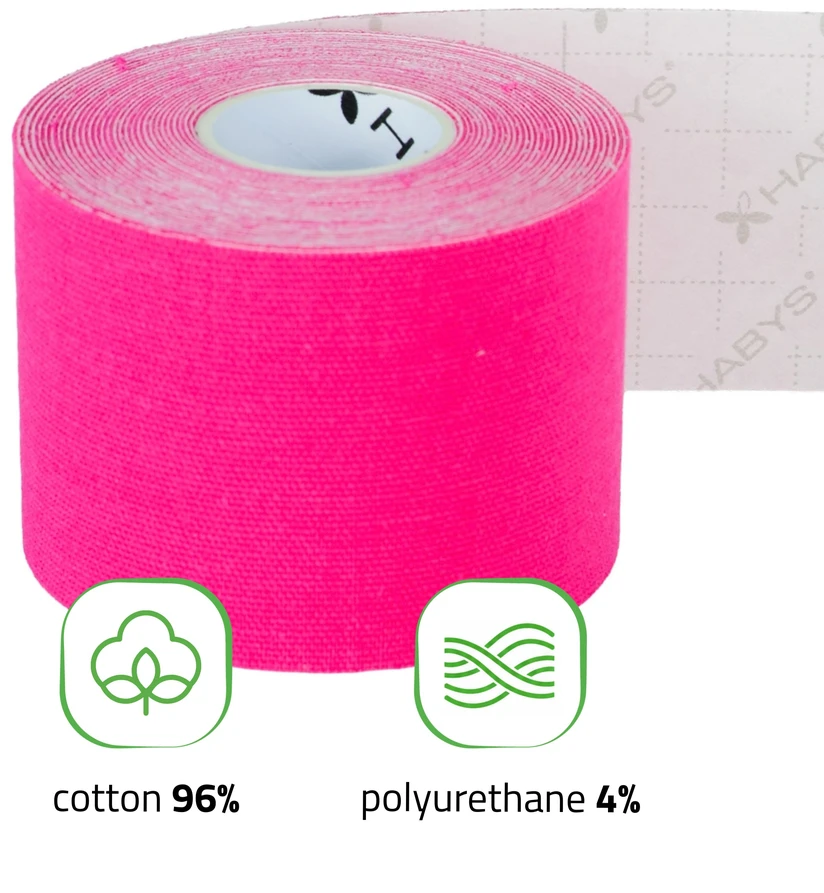Veido ir kaklo kinezio juosta (kineziologinis teipas) Habys Face Elastic 5 cm × 5 m, rožinė