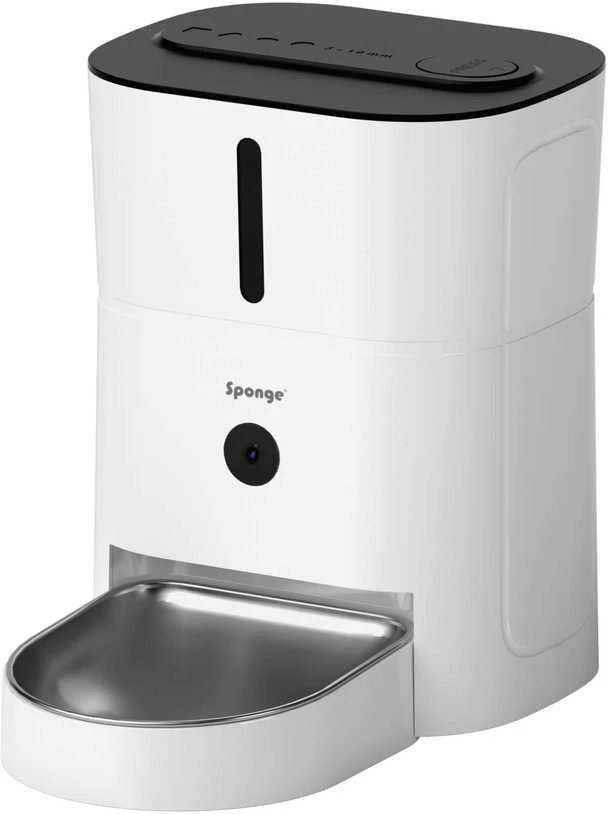 Išmanus maisto dozatorius Sponge Pet Feeder Smart Camera, baltas