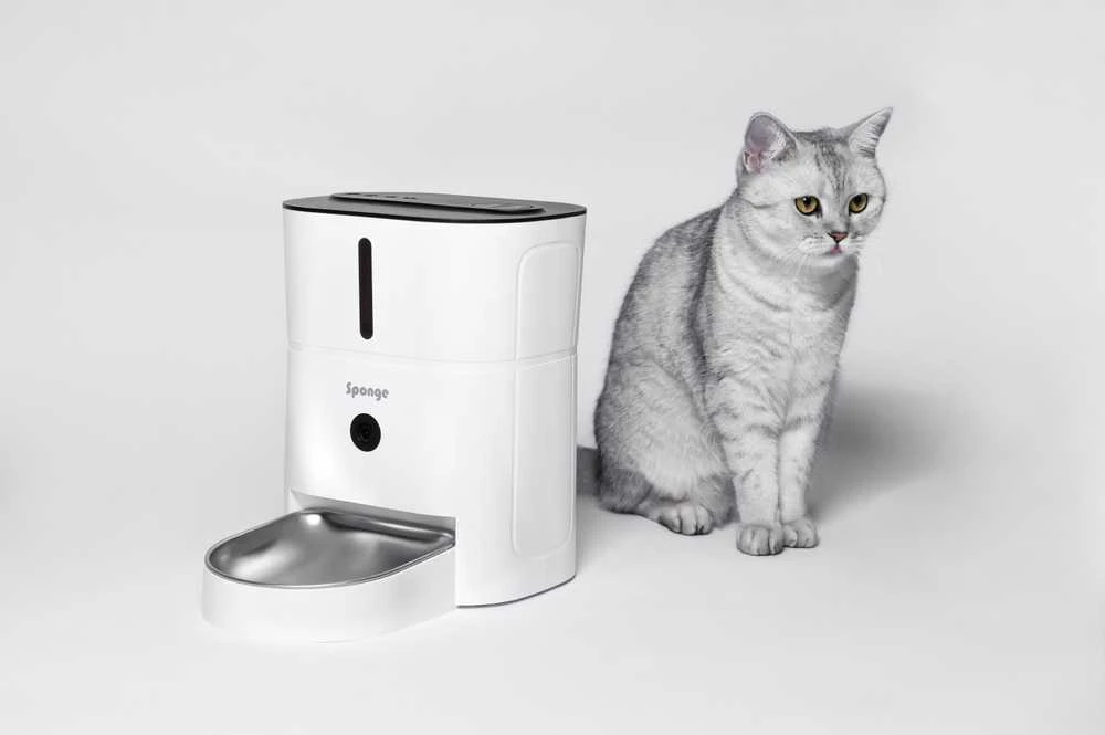 Išmanus maisto dozatorius Sponge Pet Feeder Smart Camera, baltas