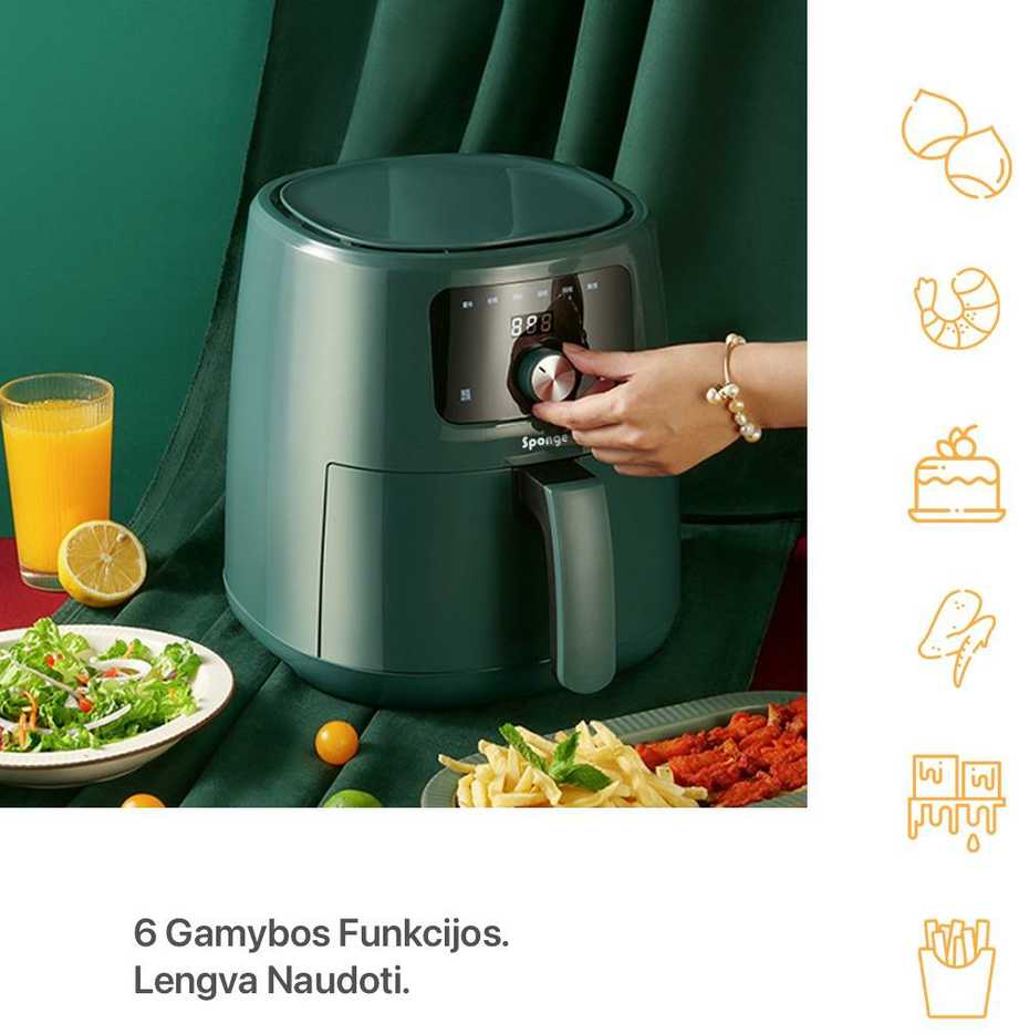 Karšto oro gruzdintuvė Sponge Air Fryer 6L