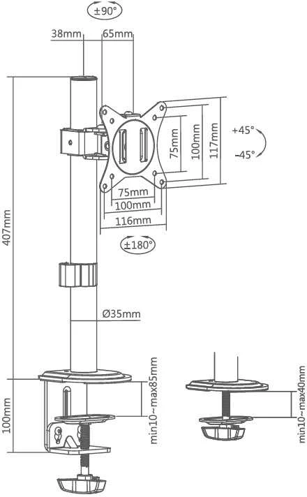 Laikiklis Superior Universal tabletop monitorius stand