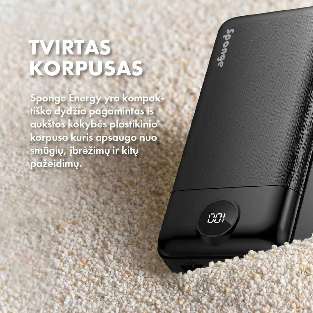 Nešiojamas įkroviklis Sponge Energy 20000 (Juodas)