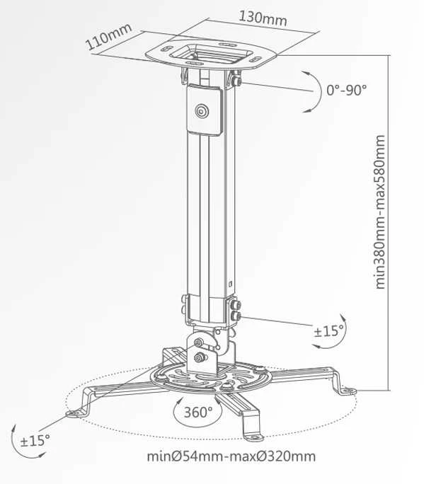 Projektorius Ceiling Mount Full Motion Mount