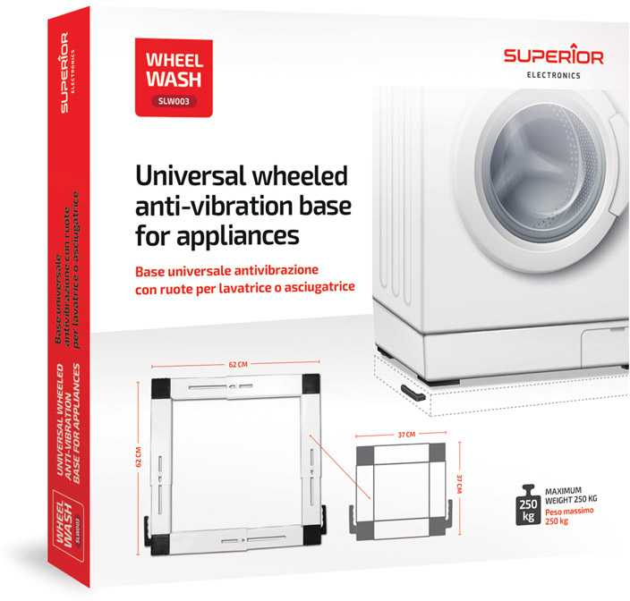 Superior Electronics Wheel Wash – Universalus antivibracinis pagrindas skalbimo mašinoms, su ratukais