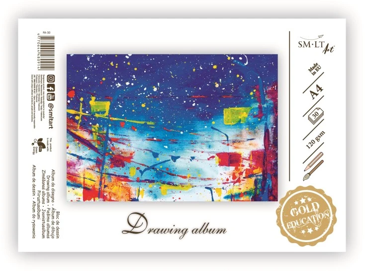 Smiltainis Piešimo albumas Gold A4 30 lapų 120gsm