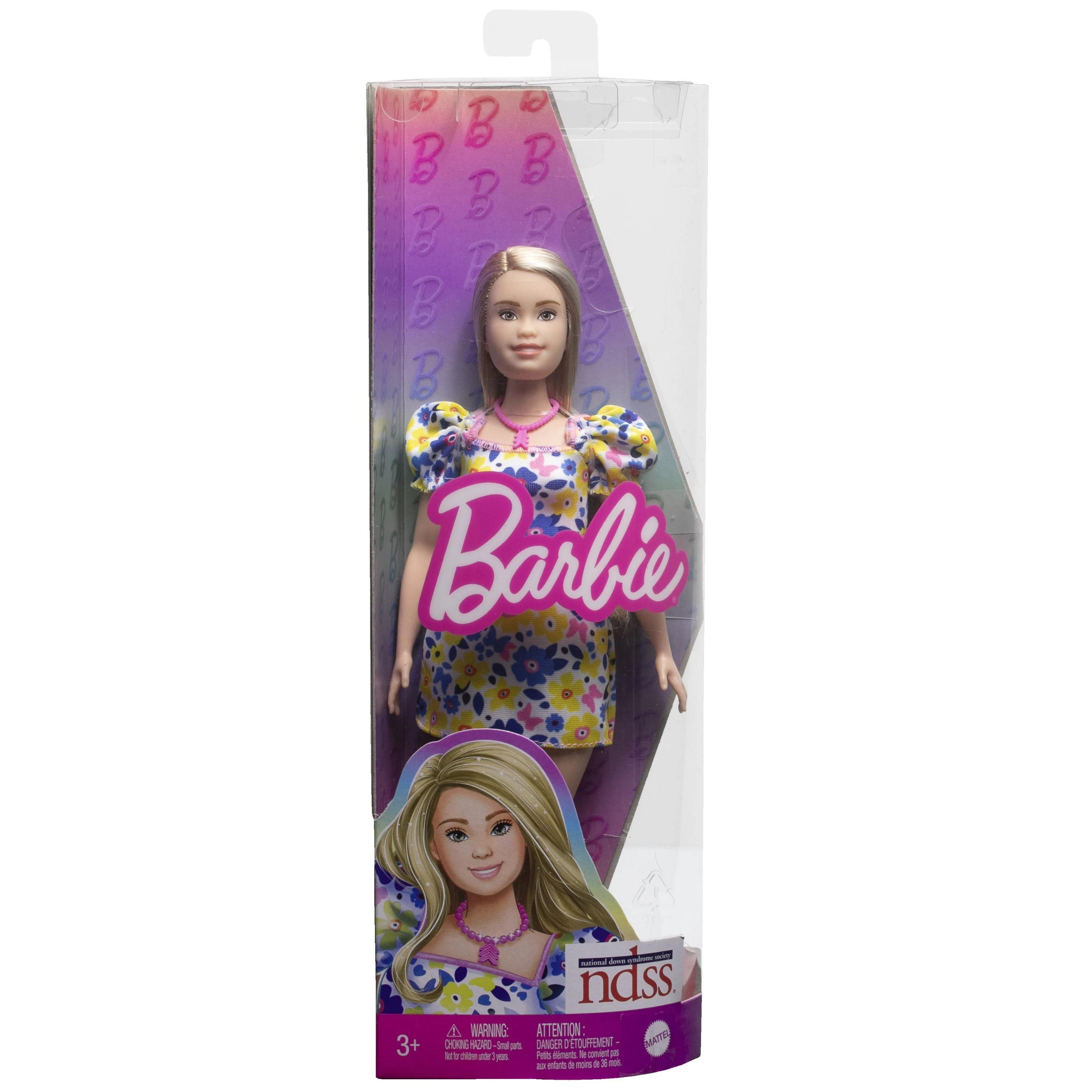 Barbie Barbė madistė, serganti Dauno sindromu ir dėvinti spalvingą suknelę