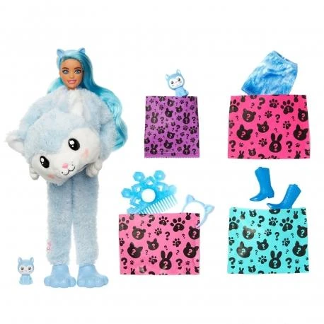 Mattel Barbės „Cutie Reveal“ minkštutėlis haskės siurprizų rinkinys, žiemos spindesio serija