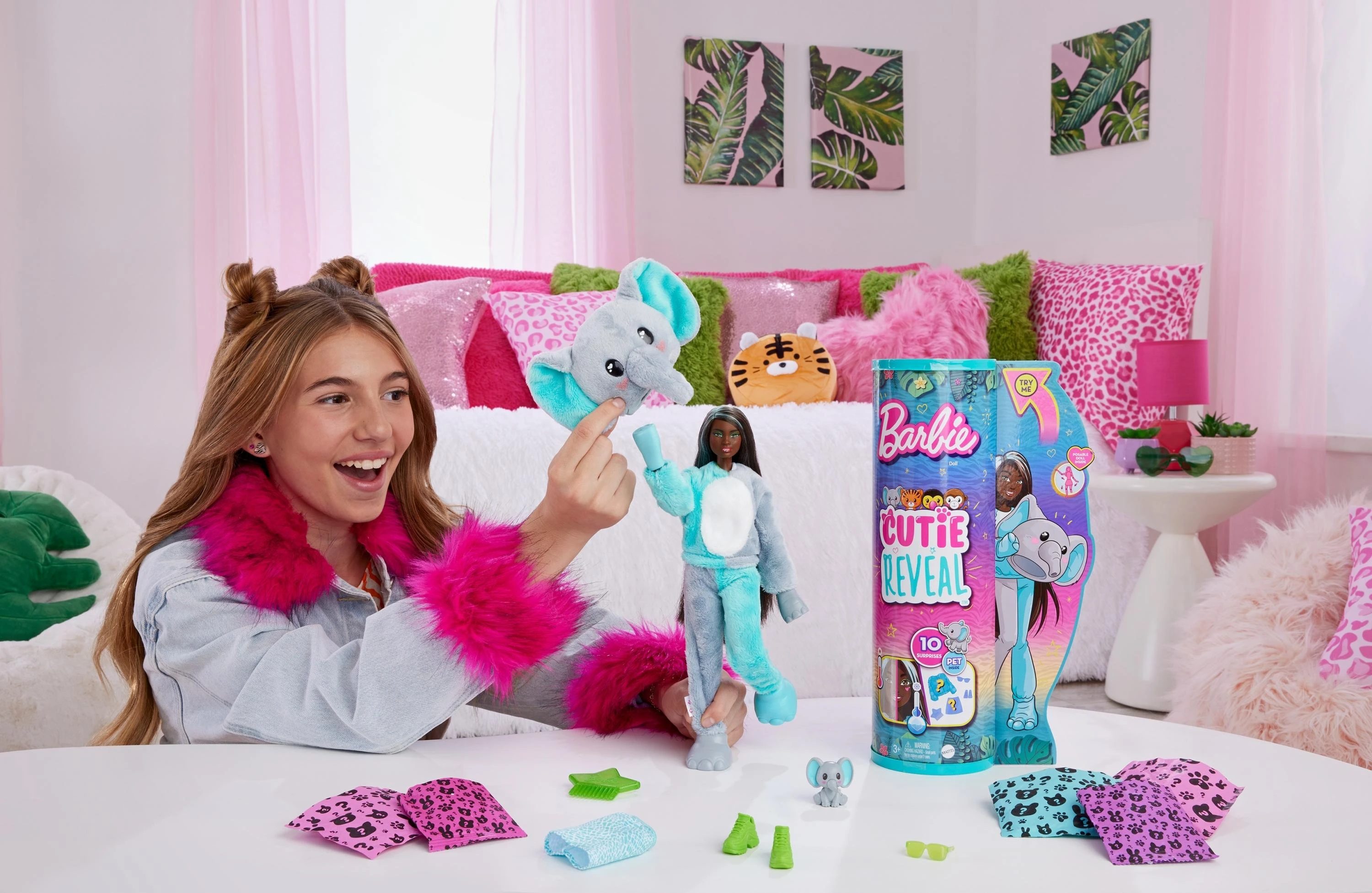 BARBIE „Cutie Reveal“ rinkinys, džiunglių serija - drambliukė
