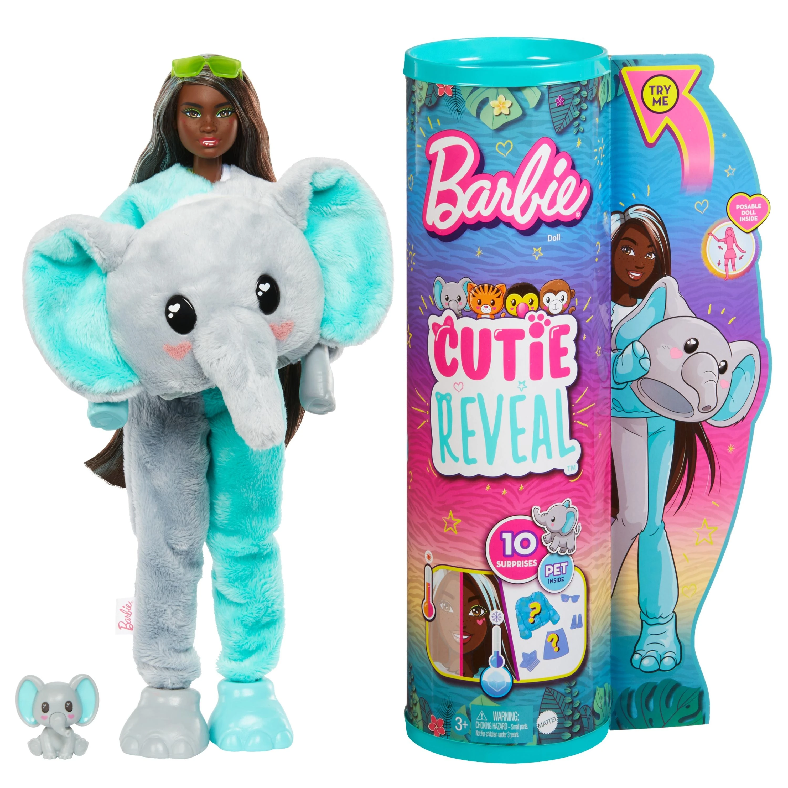 BARBIE „Cutie Reveal“ rinkinys, džiunglių serija - drambliukė