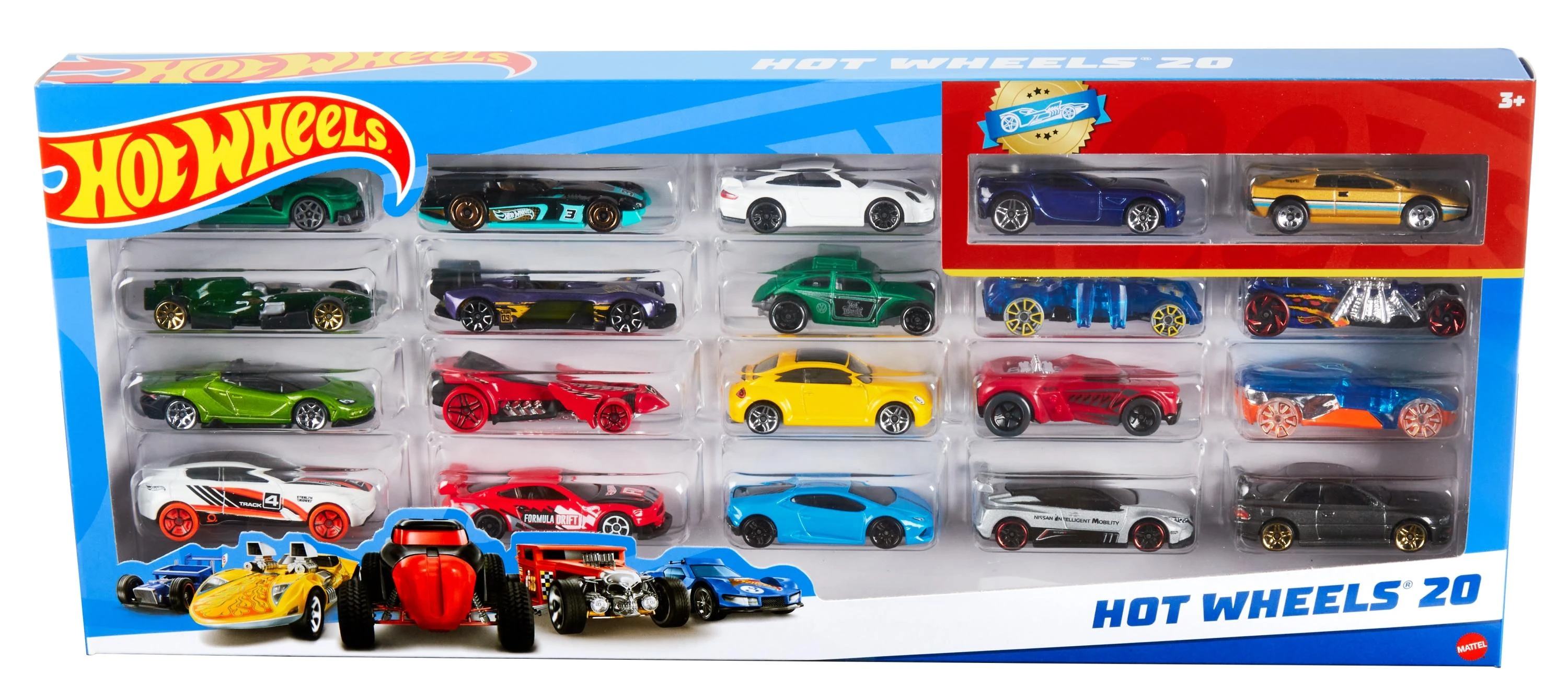Mattel Dvidešimties „Hot Wheels“ automodelių rinkinys