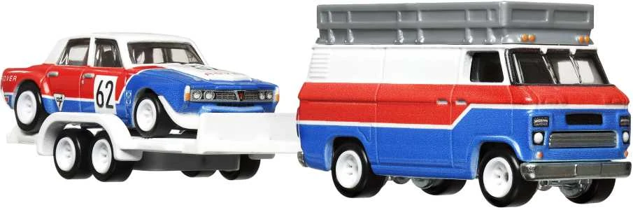 Mattel HOT WHEELS automodeliukų rinkinys – vilkikas ir lenktyninis automobilis (FLF56)