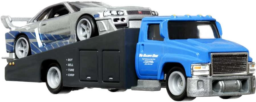 Mattel HOT WHEELS automodeliukų rinkinys – vilkikas ir lenktyninis automobilis (FLF56)