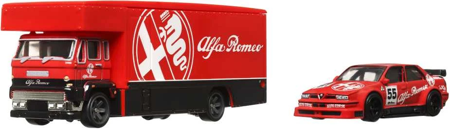 Mattel HOT WHEELS automodeliukų rinkinys – vilkikas ir lenktyninis automobilis (FLF56)