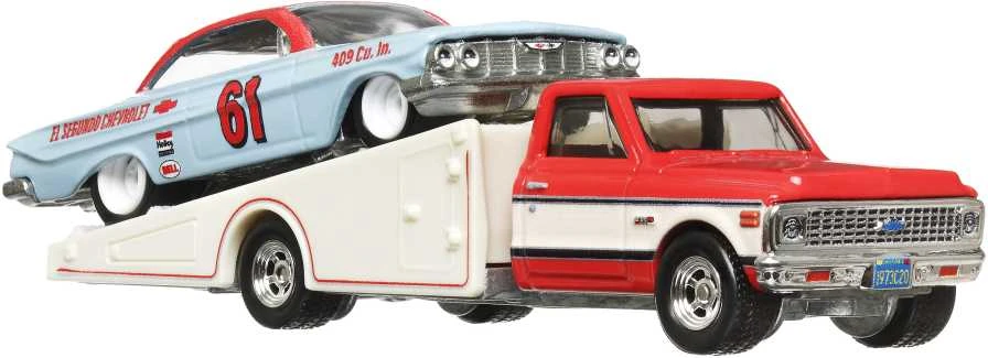 Mattel HOT WHEELS automodeliukų rinkinys – vilkikas ir lenktyninis automobilis (FLF56)