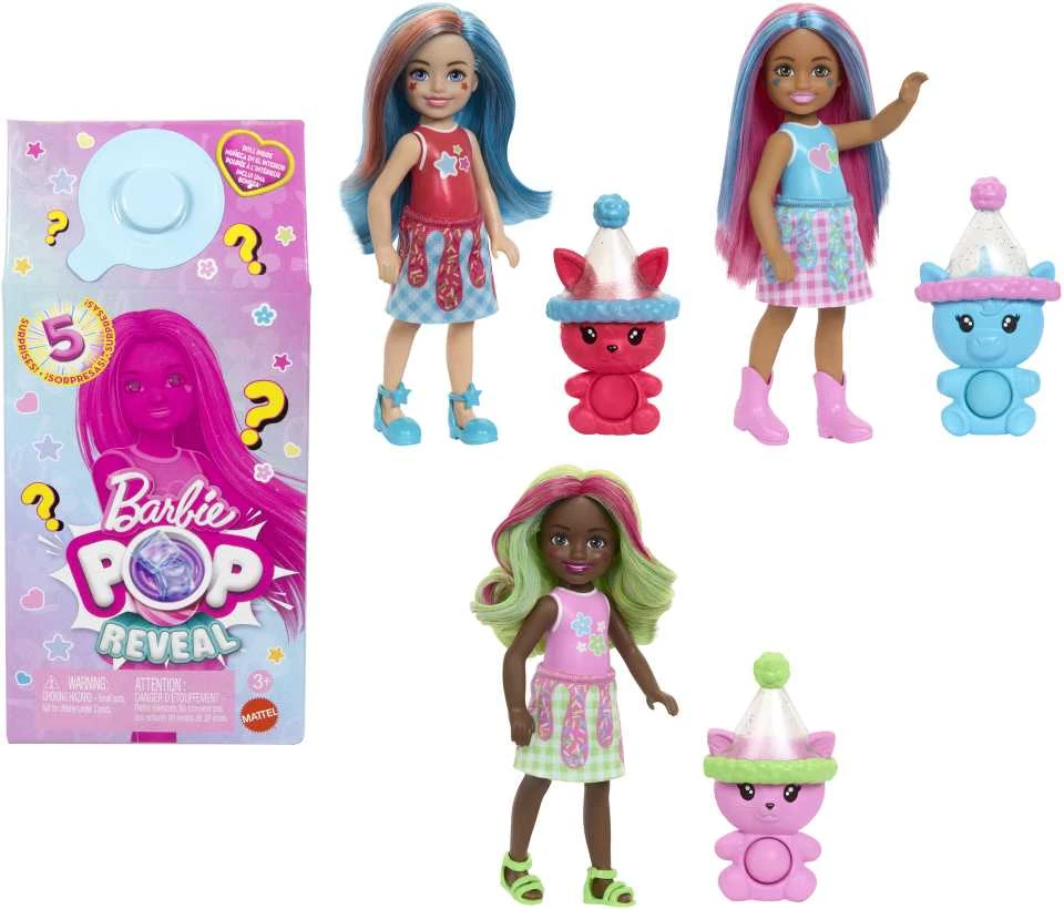 Mattel CHELSEA POP REVEAL ANIMAL PARTY siurprizų rinkinys (JCN89)