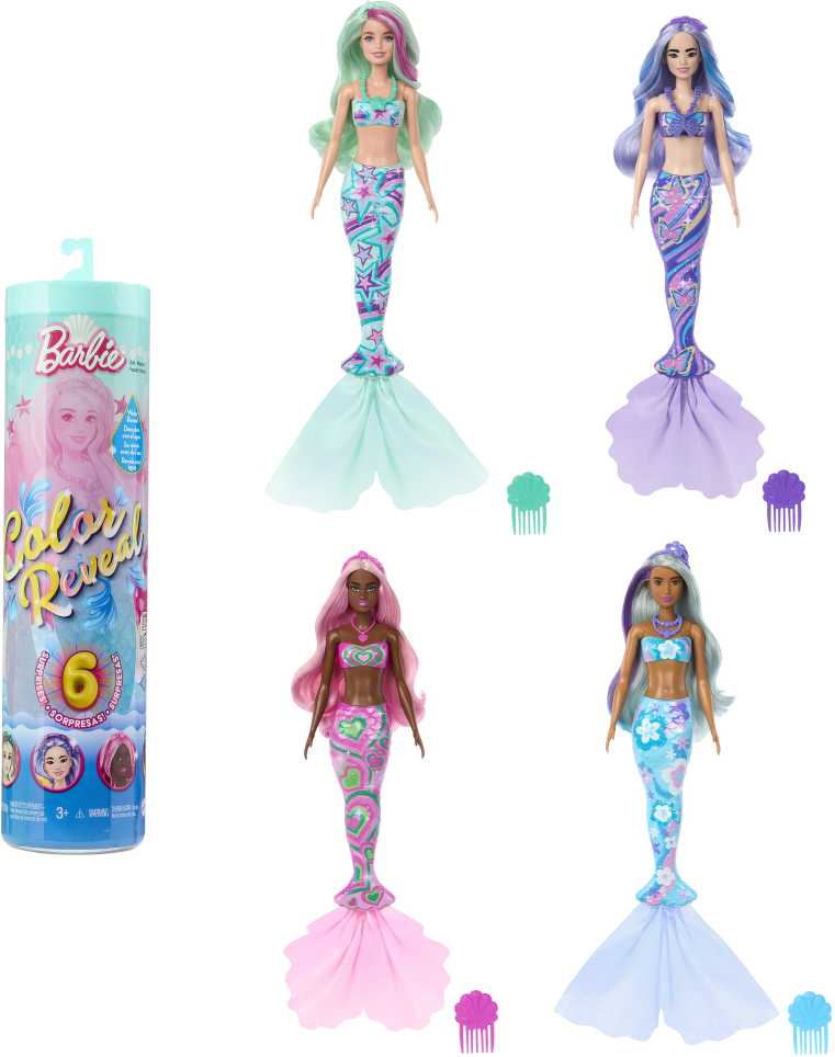 Mattel BARBIE COLOR REVEAL undinės siurprizų rinkinys, giliųjų vandenų serija (HRK12)