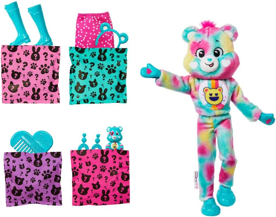 Mattel BARBIE CUTIE REVEAL CARE BEARS rinkinys – Good Vibes Bear (JFV62)
