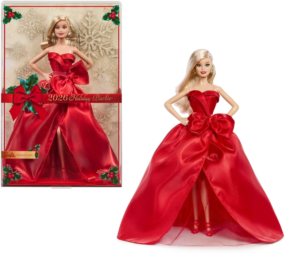 Mattel BARBIE HOLIDAY kolekcinė lėlė raudona suknele (JJX65)