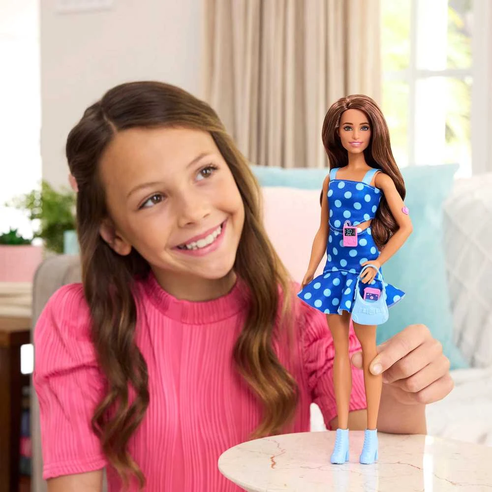 Mattel Lėlė barbė madistė su mėlyna suknele, serganti diabetu (HYT97)