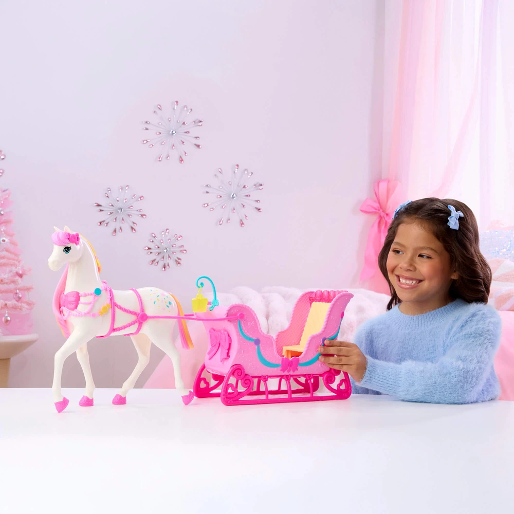 Mattel BARBIE NUTCRACKER LAND OF SWEETS žirgo ir rogių rinkinys - Spragtuko kolekcija (JNH63)