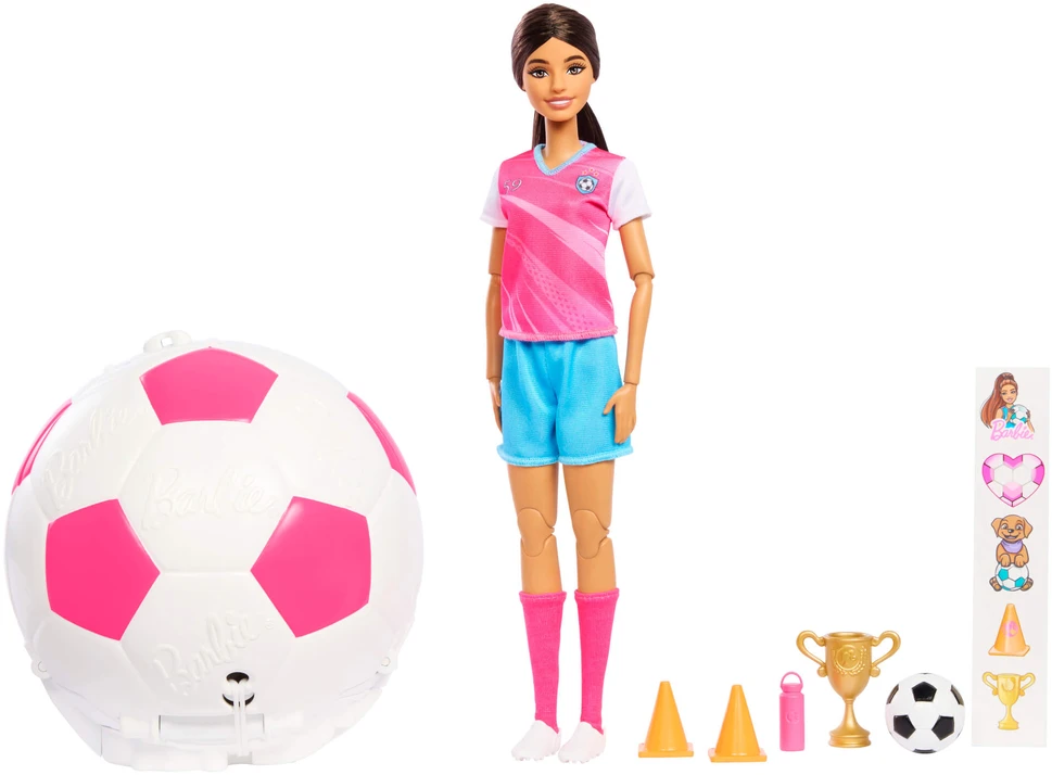 Mattel Lėlė Barbie futbolininkė su kamuoliu