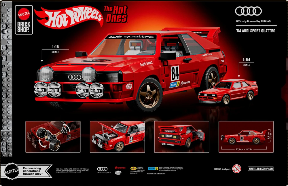 MATTEL BRICK SHOP HOT WHEELS Audi ‘84 Sport Quattro konstruktorius (JLK39)