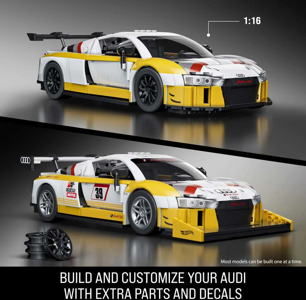 MATTEL BRICK SHOP HOT WHEELS Elite Audi R8 LMS konstruktorius (JFT18)