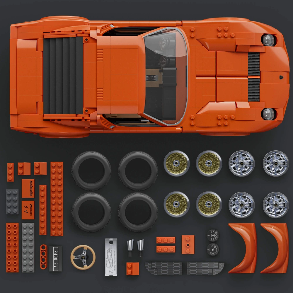 MATTEL BRICK SHOP HOT WHEELS Lamborghini ‘71 Miura P400 SV konstruktorius (JHF61)