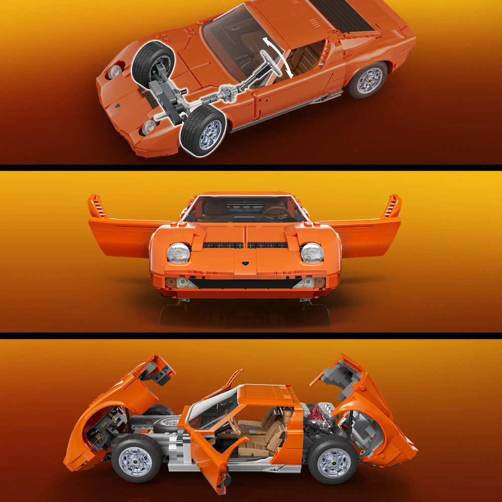 MATTEL BRICK SHOP HOT WHEELS Lamborghini ‘71 Miura P400 SV konstruktorius (JHF61)
