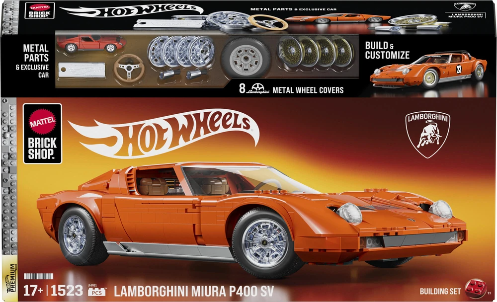 MATTEL BRICK SHOP HOT WHEELS Lamborghini ‘71 Miura P400 SV konstruktorius (JHF61)
