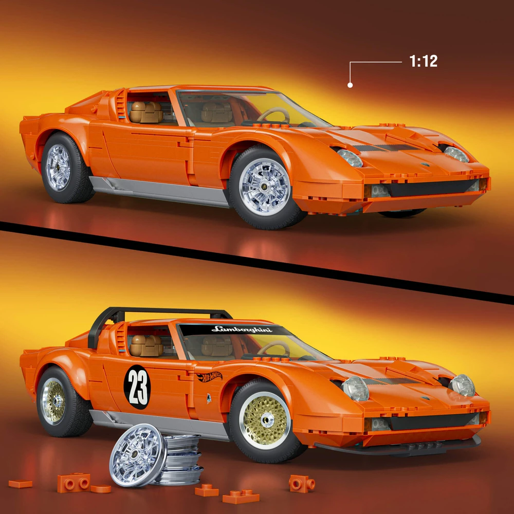 MATTEL BRICK SHOP HOT WHEELS Lamborghini ‘71 Miura P400 SV konstruktorius (JHF61)