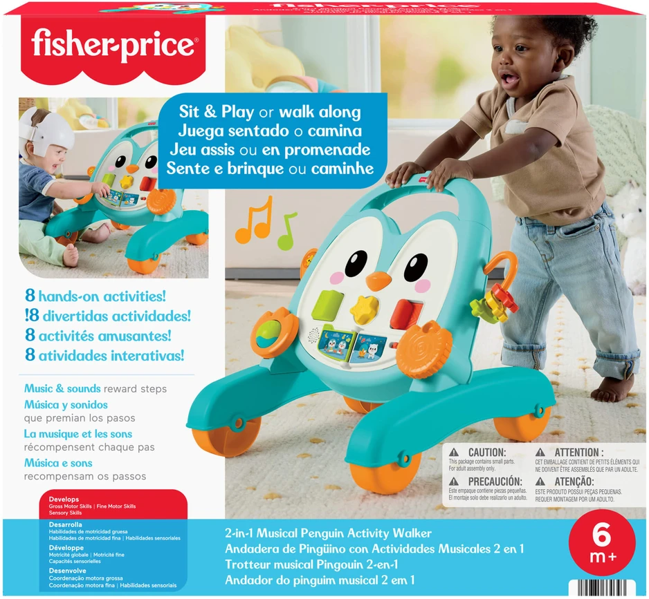 Mattel FISHER-PRICE 2 in 1 muzikinė pingvino vaikštynė (JHF74)