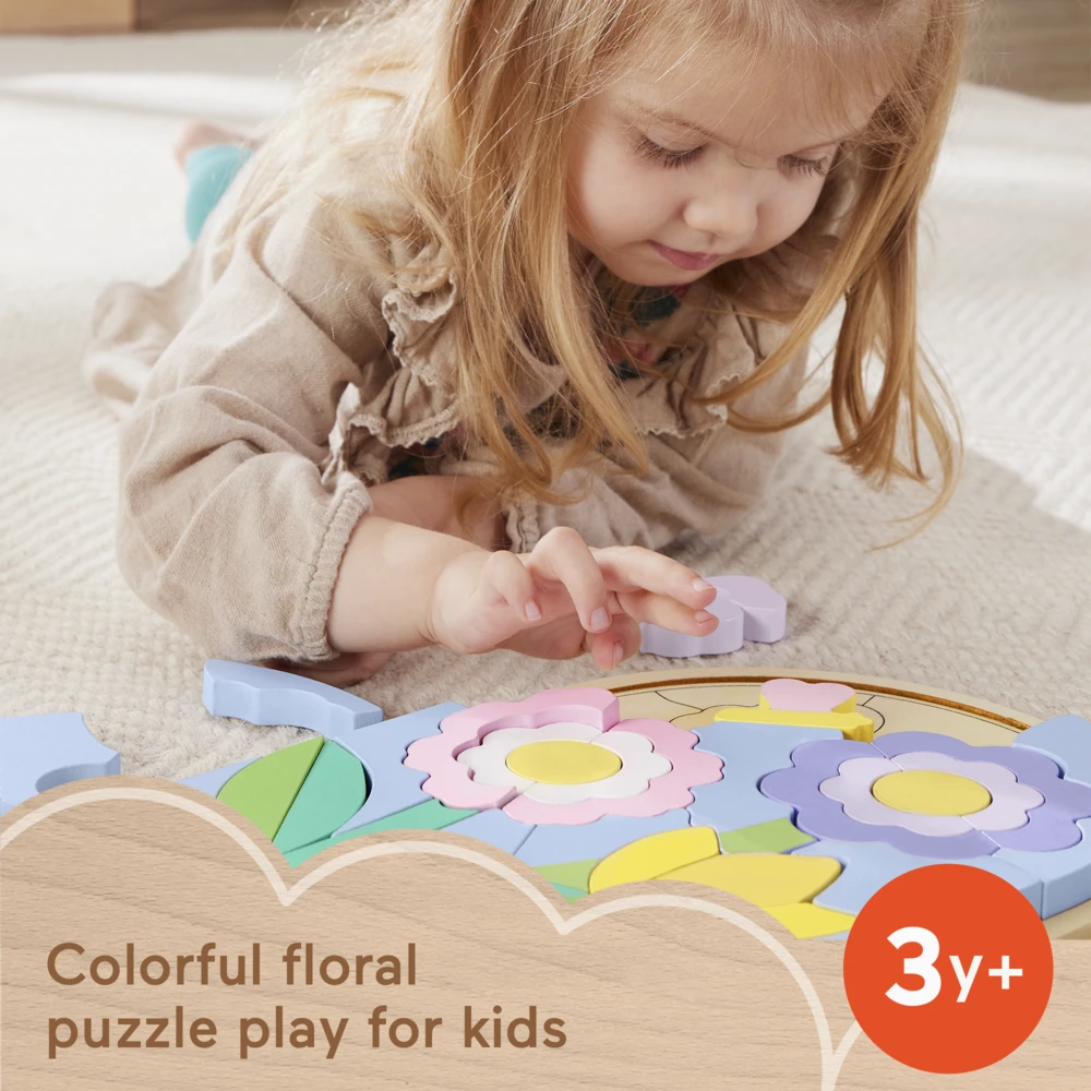 Mattel FISHER-PRICE medinė dėlionė – Gėlės (HXT97)