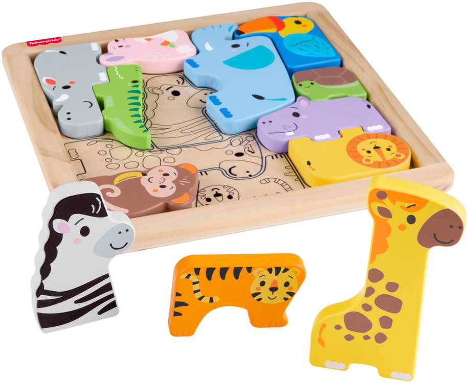 Mattel FISHER-PRICE medinė dėlionė – Gyvūnėliai (JFG10)