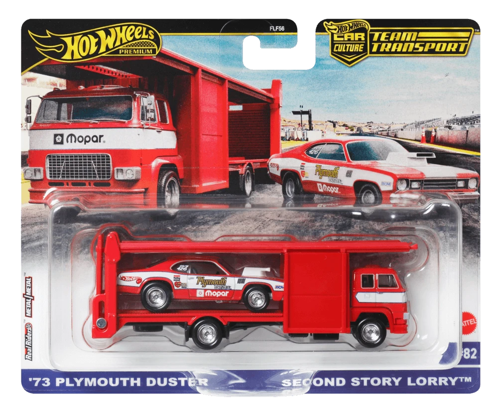 Mattel HOT WHEELS automodeliukų rinkinys – vilkikas ir lenktyninis automobilis (FLF56)